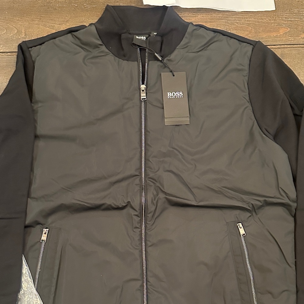 BOSS Charcoal and Black Bomber Jacket